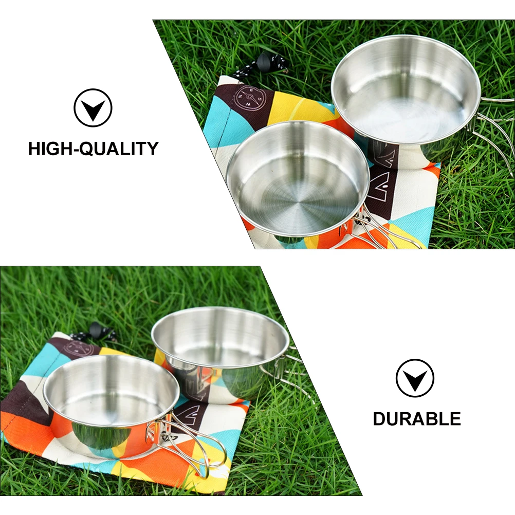 

Stainless Steel Folding Bowl Portable Tableware Outdoor Camping Foldable Bowls Reusable