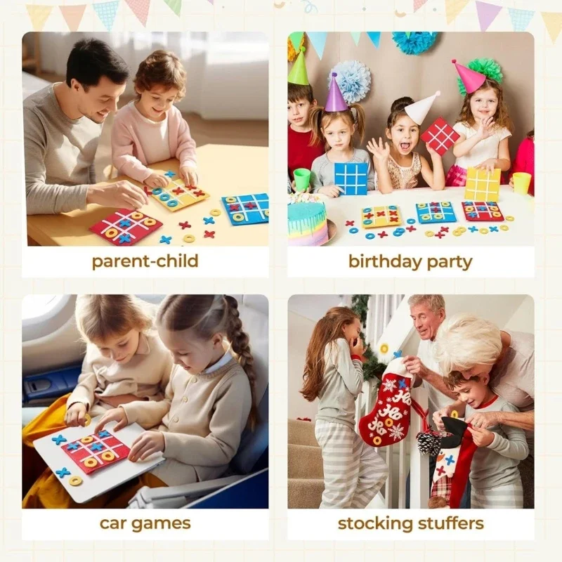 مجموعة ألعاب لوحة TicTacToe من القماش غير المنسوج مع اختلافات متعددة في القواعد لعبة تعليمية للأطفال لحل مشكلات 15UB