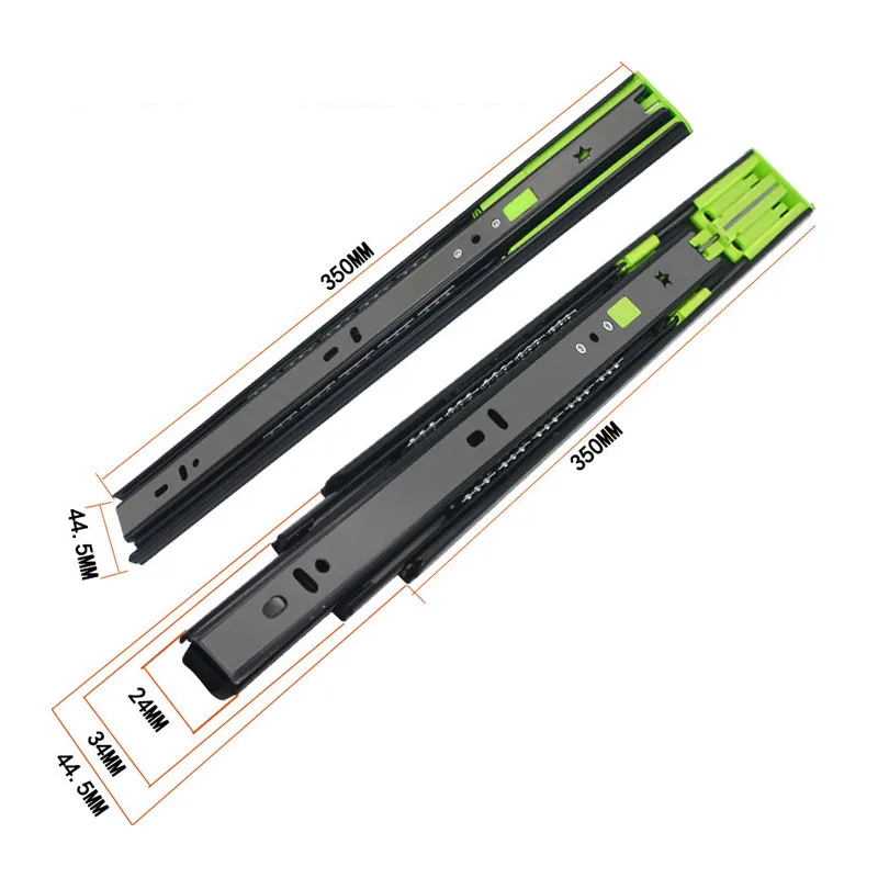 Thickened Three Section Damping Buffer Drawer Slide Rail Silent Solid Steel Ball Track Furniture Guide Rail Hardware Accessories