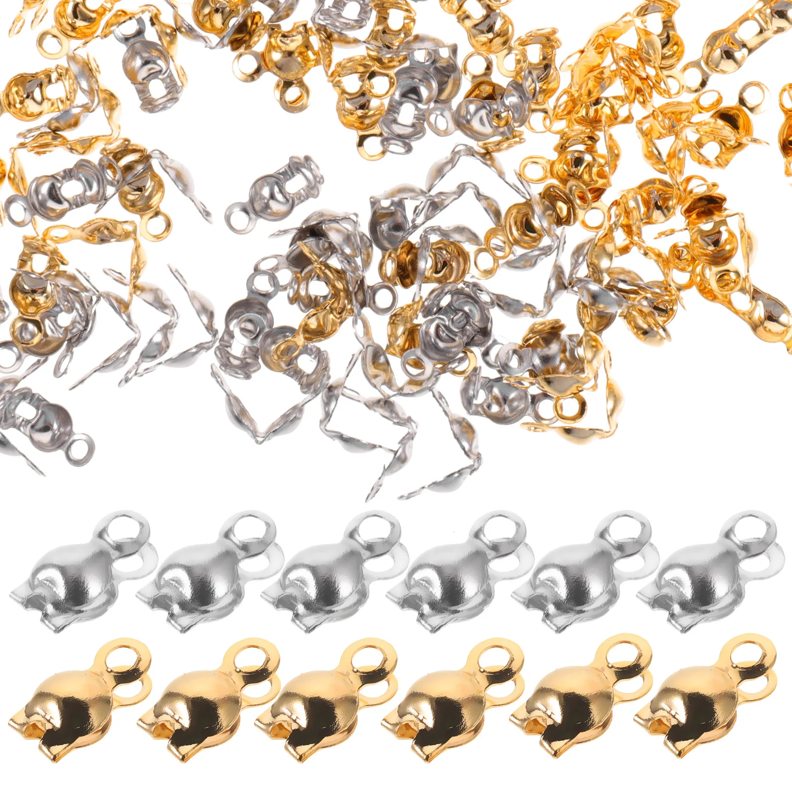 

200Pcs Stainless Steel Knot Covers Jewelry Making End Caps for DIY Bracelets Necklaces Jewelry Supplies Bracelet Making Material