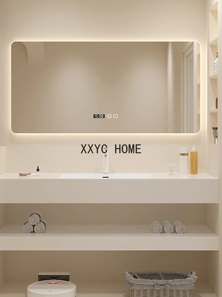 

Smart Double Layer Stone Plate Seamless Ceramic Basin Bathroom Cabinet Bathroom Table Artificial Stone Whole Washbin