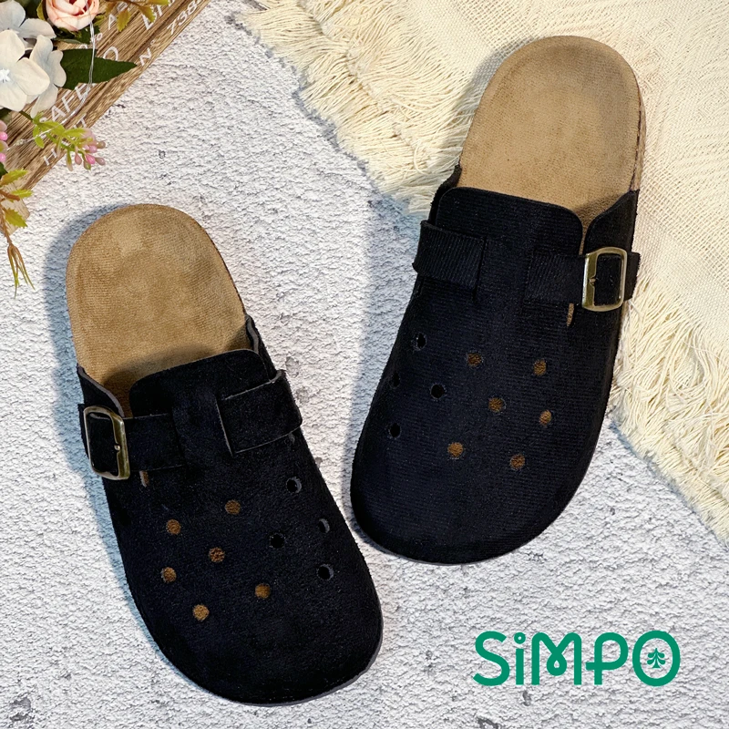1 Pair Women And Men's Flannel Slippers Summer Closed Toe Outdoor Sandals Breathable Perforated Upper Casual Shoes