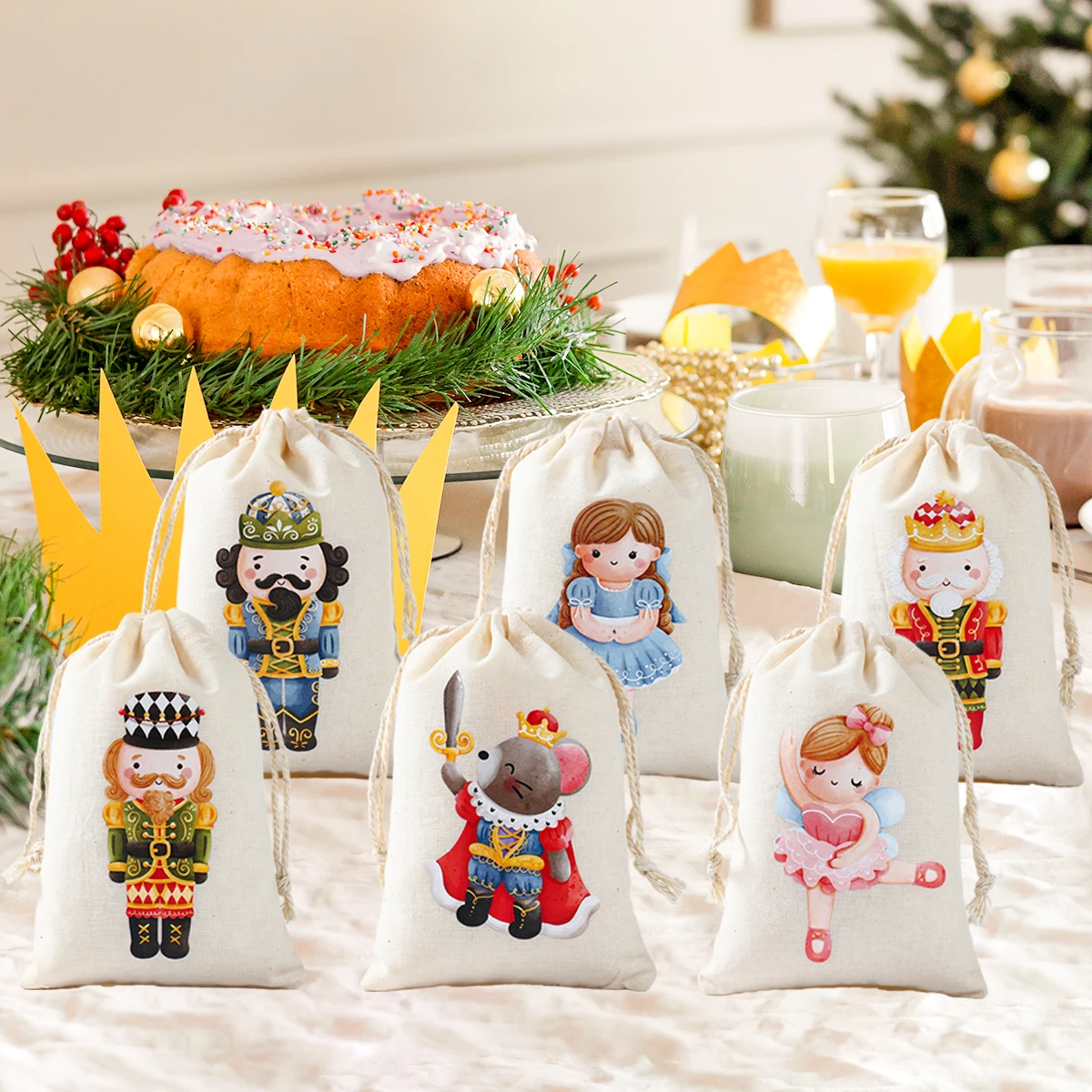 Bolsas de regalo navideñas, decoraciones navideñas para 2024 en casa, bolsas de galletas, adornos navideños para Navidad, 2025 de regalo de Año Nuevo Natal