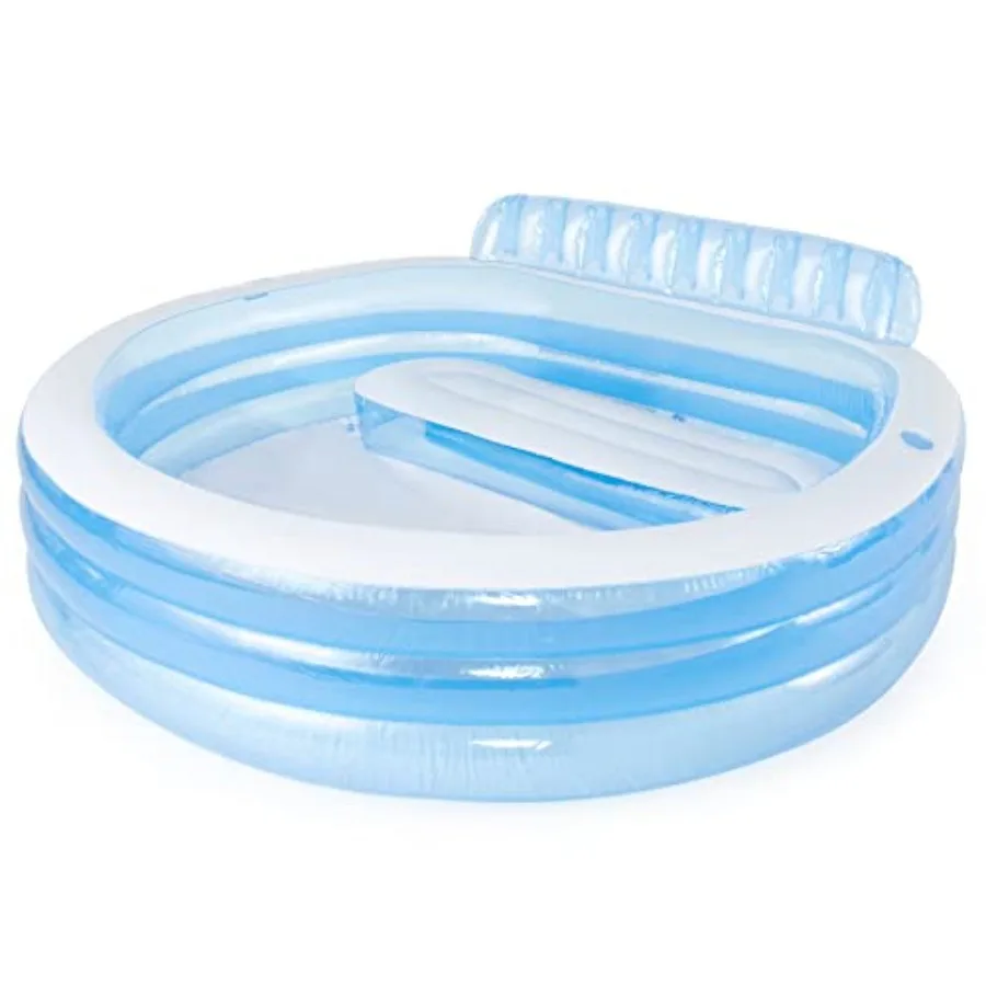 

Swim Center Inflatable Family Lounge Pool: Built-In Bench Cup Holder 156 Gallon Ccity 90" x 86" x 31" Blue