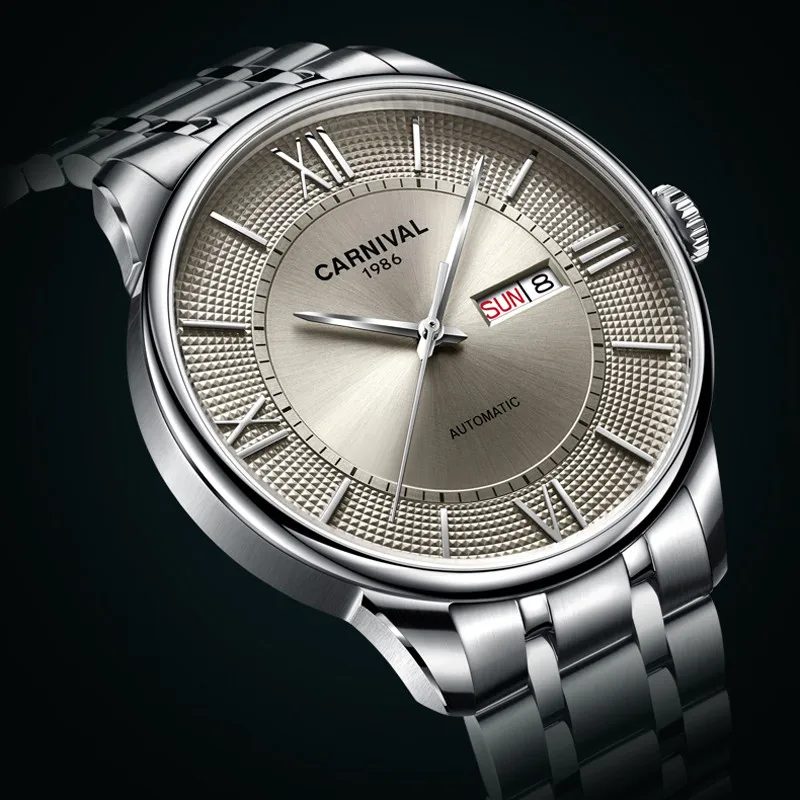 

Switzerlan Luxury Brand CARNIVAL Japan MIYOTA Automatic Mechanical Sapphire Men's Watches Waterproof Dual Calendar Clocks C8846G