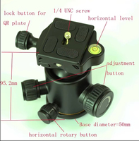 Aluminium Duty Photography Camera Tripod Ball Head 360 Degree Fluid Rotation tripod camera, 1/4\