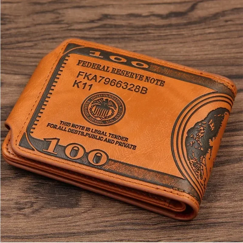 Monedero de hombre de cuero PU con nombre personalizado, nombre grabado, billeteras cortas de alta calidad para hombre, tarjetero, Clip pequeño para dinero en dólares