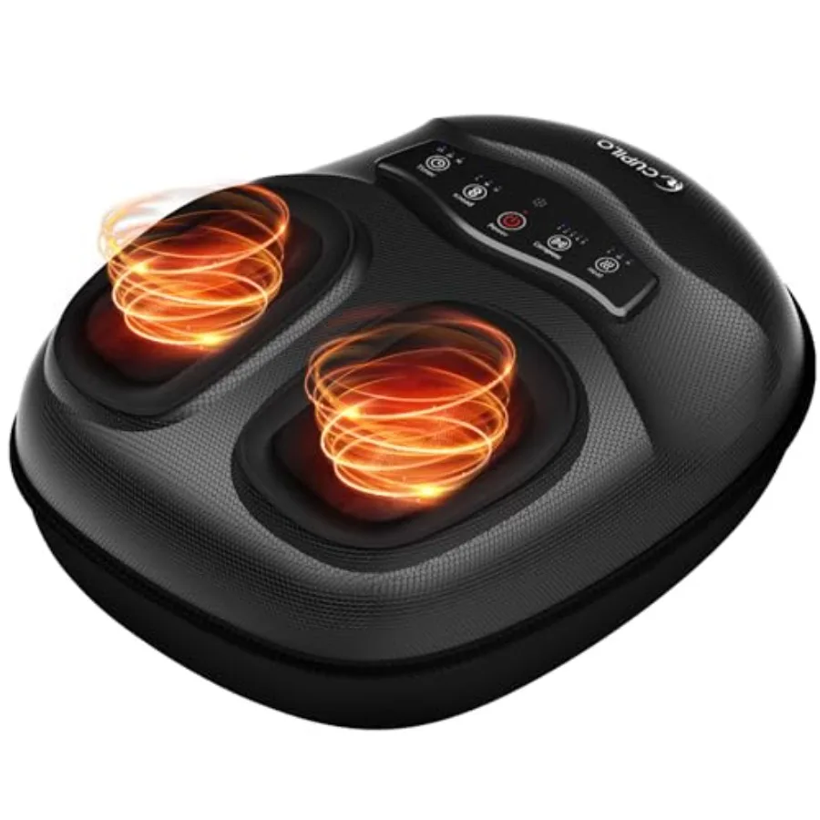 

Shiatsu foot massager with heat for plantar fasciitis and neuropathy relief, PVC material, black color, 5 compression levels an
