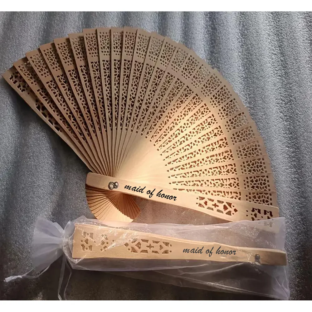 مروحة يدوية لحفلات الزفاف ديكور حفلات البكالوريوس من الخيزران مراوح قابلة للطي للعروس لتكون وصيفة العروس وحفلات الزفاف هدية أم العروس #3