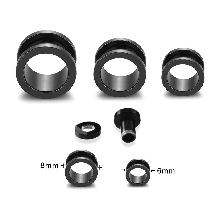 2Pcs/lot Stainless Steel Ear Plugs Tunnels for Ear Piercing 1.2-30MM Screw Back Flesh Ear Stretchers Expander Gauge Piercings