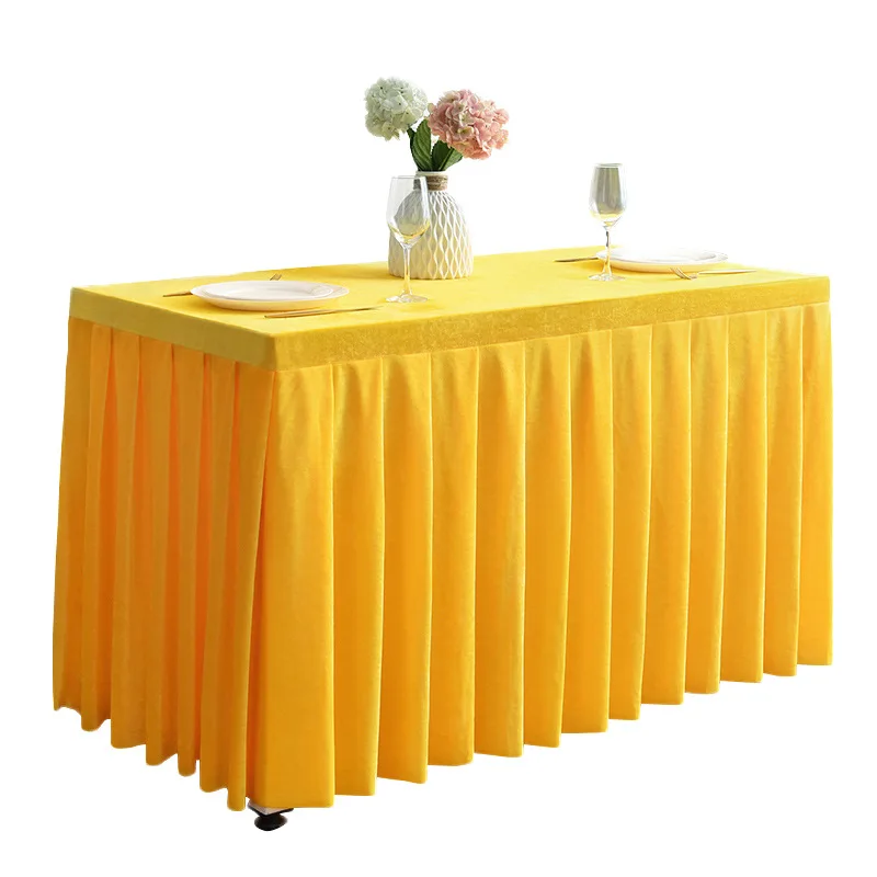 Velvet Rectangular Tablecloth Table Skirt Tableskirt Exhibition Table Cover Wedding Dining Desk Decor Meeting Room Decoration