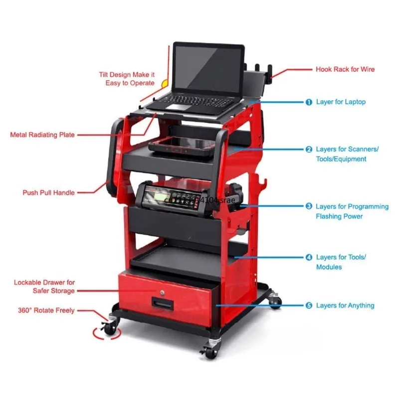 For TWT-100 Steel Auto Repair Trolley, Heavy Duty Mobile Tool Box, Rolling Storage Cabinet for Car Mechanics & Garage Workshop
