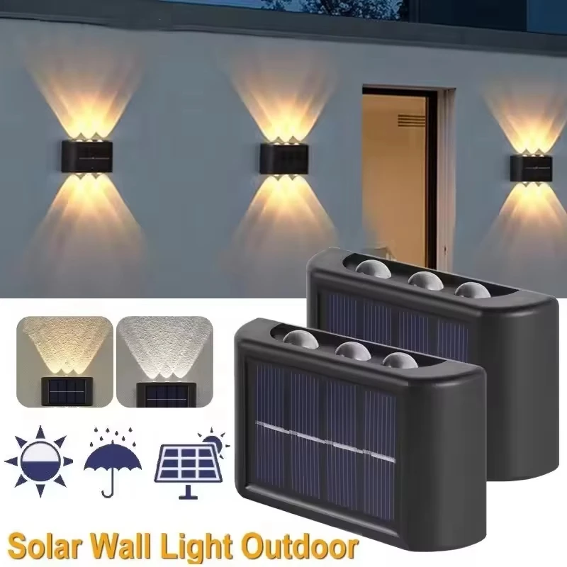 LED Solar Light Outdoor Waterproof Solar Wall Lamp Up and Down Luminous Lighting for Garden Fence Decor Solar Powered Wall Lamp
