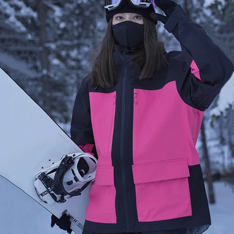 Fato de treino impermeável para mulheres, casaco quente e calças, roupa de snowboard, roupa de casal ao ar livre, roupa de esqui 3L, inverno