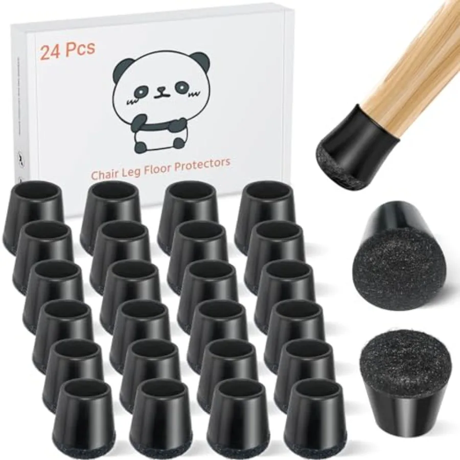 

24 PCS Silicone Chair Leg Floor Protectors Extra Small 0.6"-0.8" Rubber Felt Furniture Pads Chair Legs Caps/Covers for Hardwood
