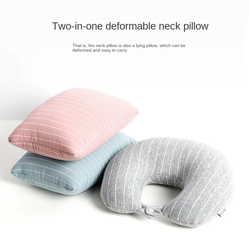 Striped U-shaped Pillow Two-in-one Foam Particle Neck Pillow Office Nap Neck Pillow Portable Multi-functional Deformable Pillow