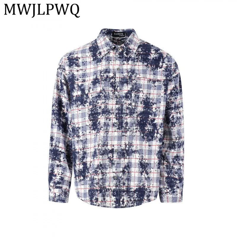 

MWJLPWQ Новая летняя рубашка в клетку для мужчин и женщин, модная американская свободная рубашка с длинными рукавами и отложным воротником, повседневные топы, весна 13817