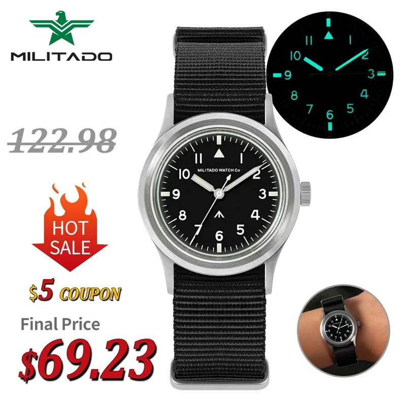 

Militado Ml14 Quartz Wristwatches VH31 Sweep Second Man Watches Sapphire Luminous Bgw9 Crystal 100M Waterproof Vintage Watches