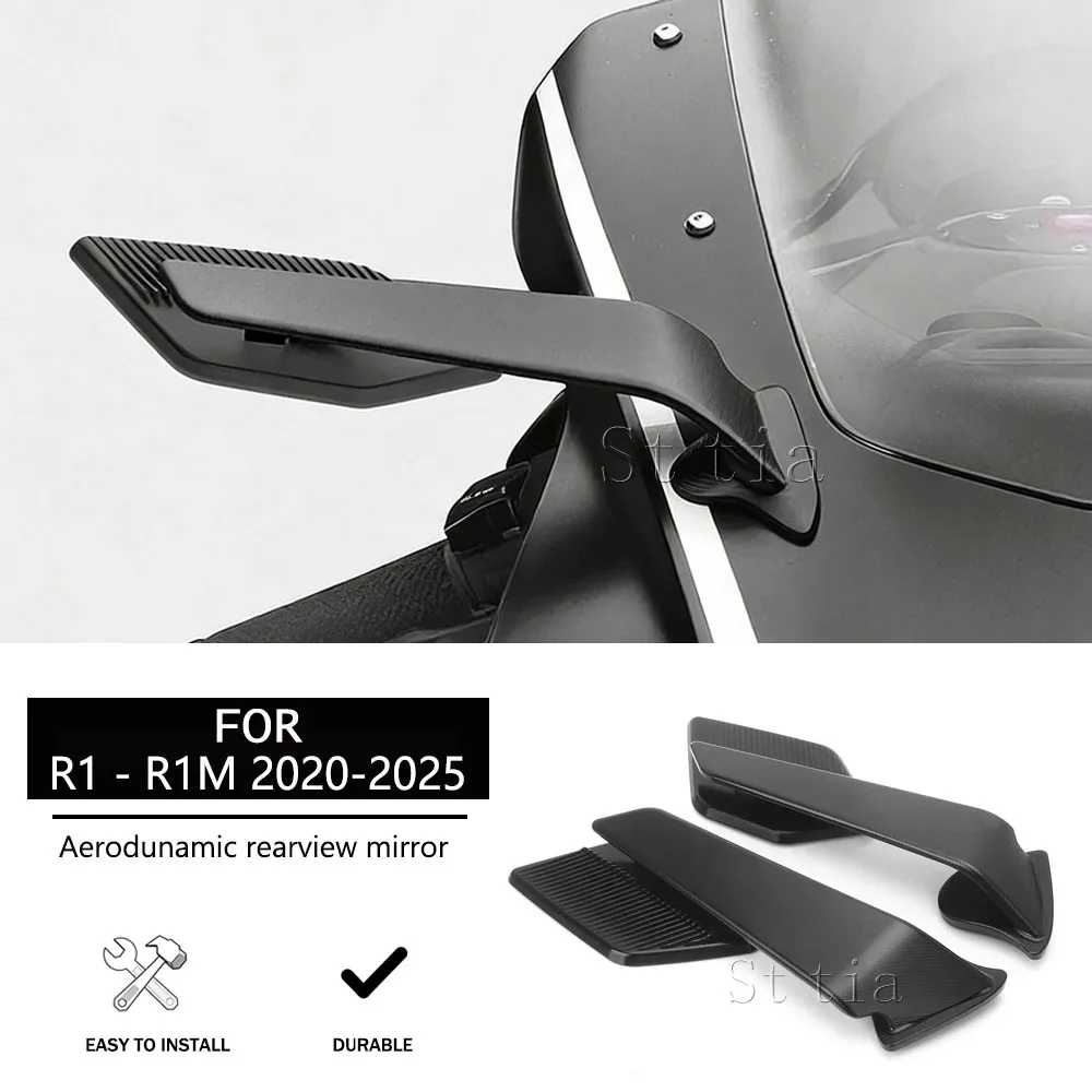

For YAMAHA YZF R1M 2020-2025 Side Stealth Max Winglets Rear View Mirror To Rotate Adjustable Mirrors Motorcycle Accessories