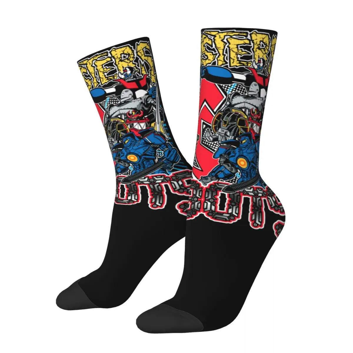 Japan Cartoon Monsters Vs Robots Theme Design Socks Accessories for Female Cozy Crew Socks