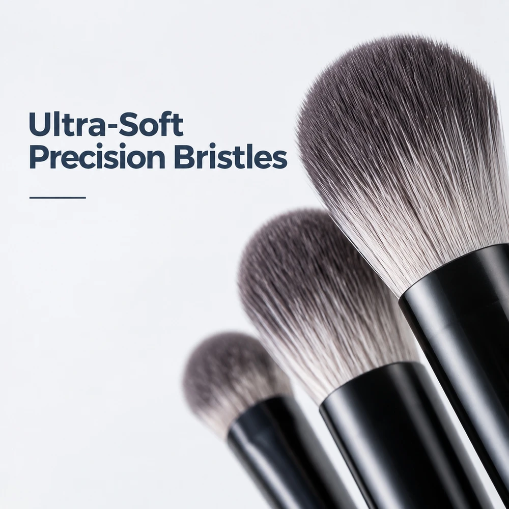 10Pcs Black Eye Makeup Brush Set Soft Synthetic Hair Eyeshadow Blender Liner Knife Edge Detailing Mini Brushes for Eyes