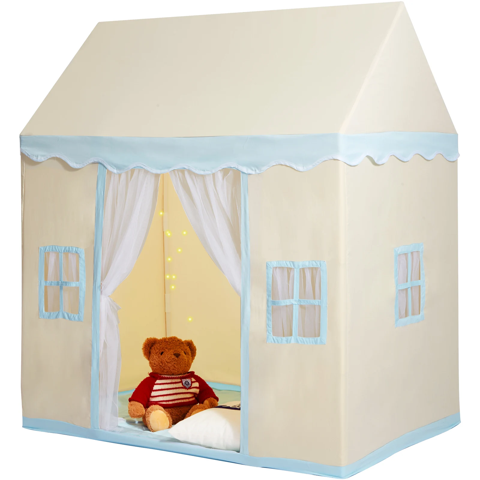 SucceBuy Kid Play  Kids for Kids 1-5Year Old Toddler  with Mat and  Lamp Tent for Kids with Windows Castle