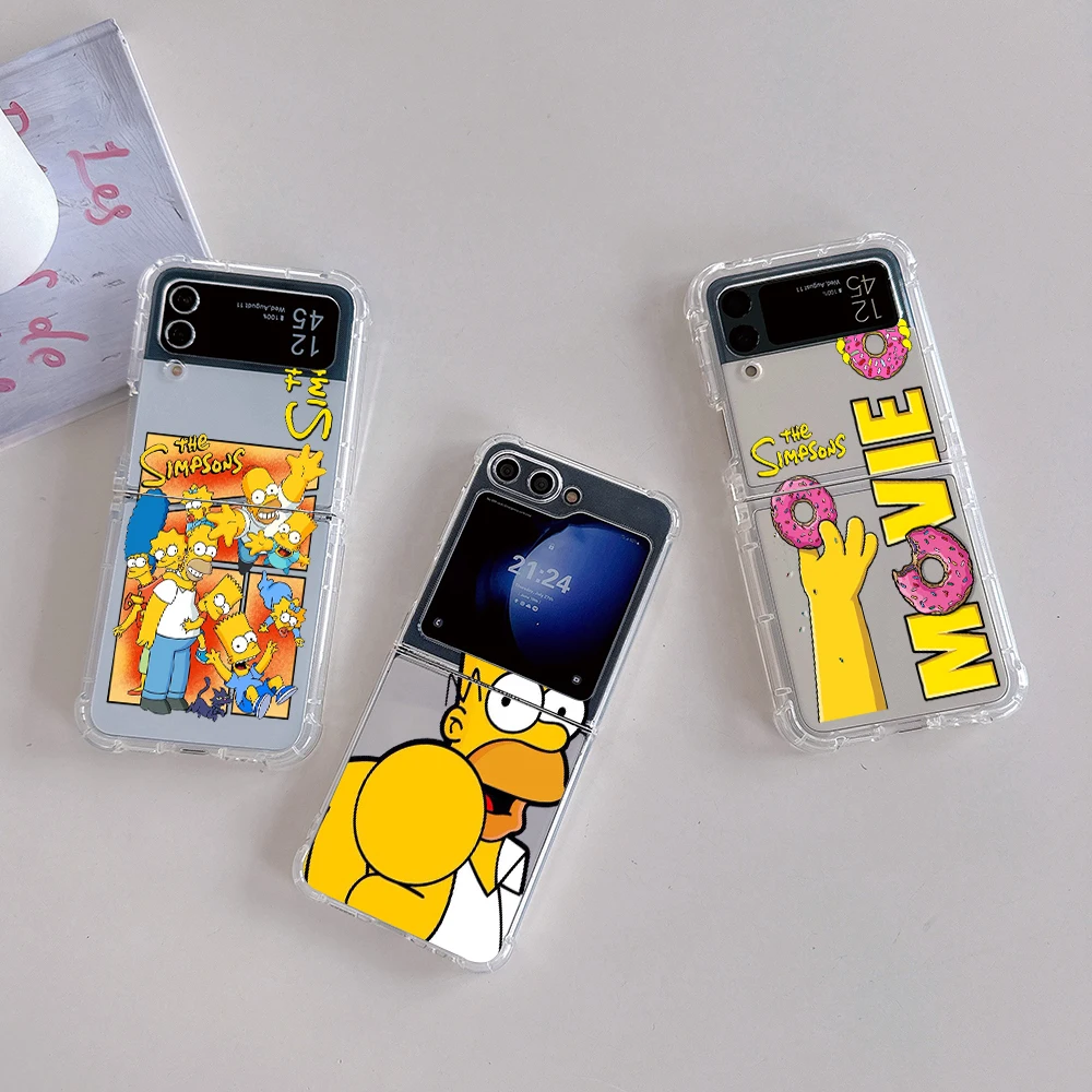 Cute anime Phone Case for Samsung Galaxy Z Flip 3 4 Z Flip 5 Z Fold 4 5G PC Soft Anti-fall Back Cover S-Simpsonss