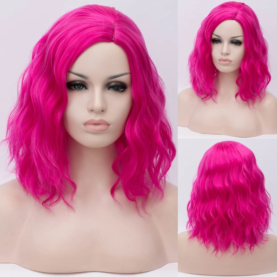 GAKA Peluca de Cosplay de onda Natural corta para mujer, cabello sintético rojo para niña, gorra de pelo sin fibra de alta temperatura