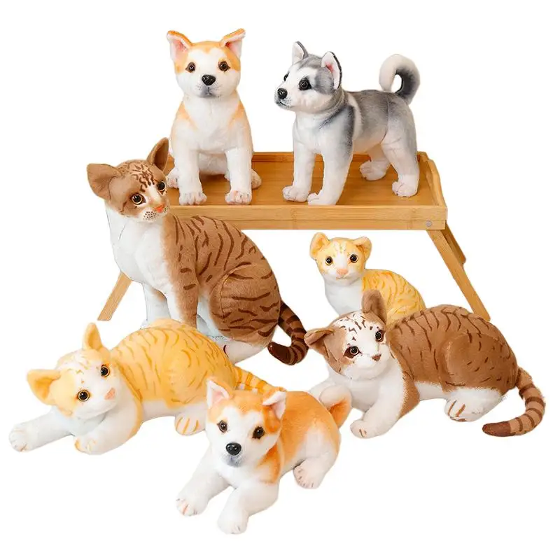 

Simulation Cat Dog Plush Toy Stripe Cat Husky Animal Plushie Stuffed Sitting Standing Lying Like Real Doll Birthday Gift