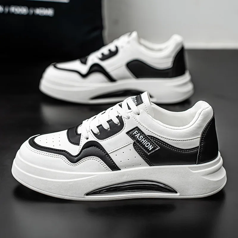 

Men's White Sneakers Spring Autumn Fashion Height Increase Outdoor Non Slip Casual Shoes Breathable Cross Tied Comfortable Flats