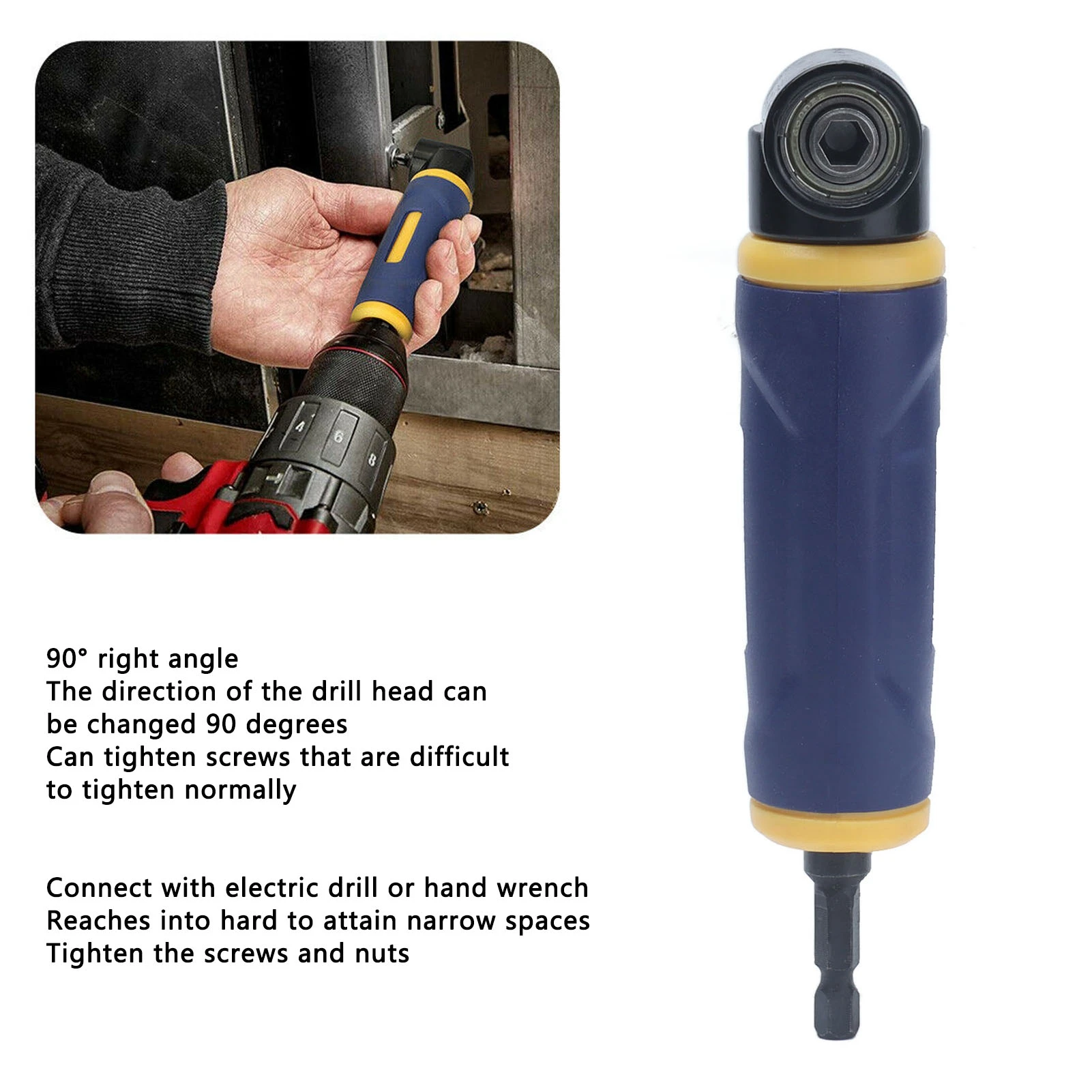 Right Angle Drill Adaptor 90 Degree Yellow Blue Drills Attachment Extension Driver