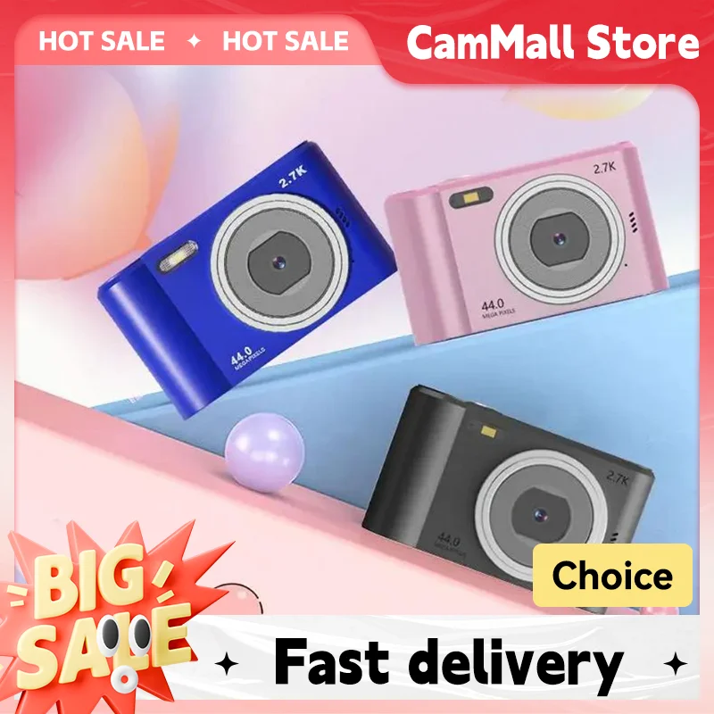 Câmera digital com foco automático para crianças, filmadora com zoom 8x, câmeras compactas 1080p para fotografia de iniciantes