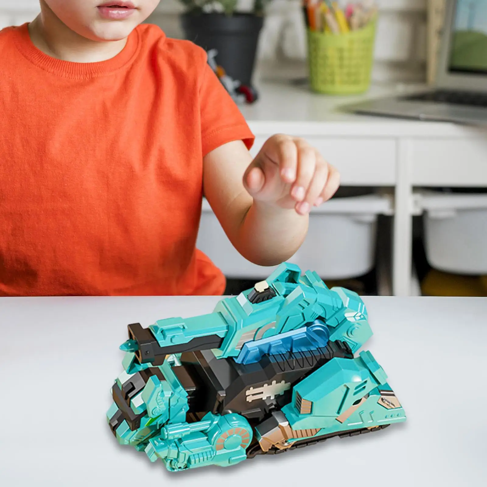 Children Toy Transforming Dinosaur Construction Truck Push Forward Robot Car for Boys Girls Motor Skills Gift
