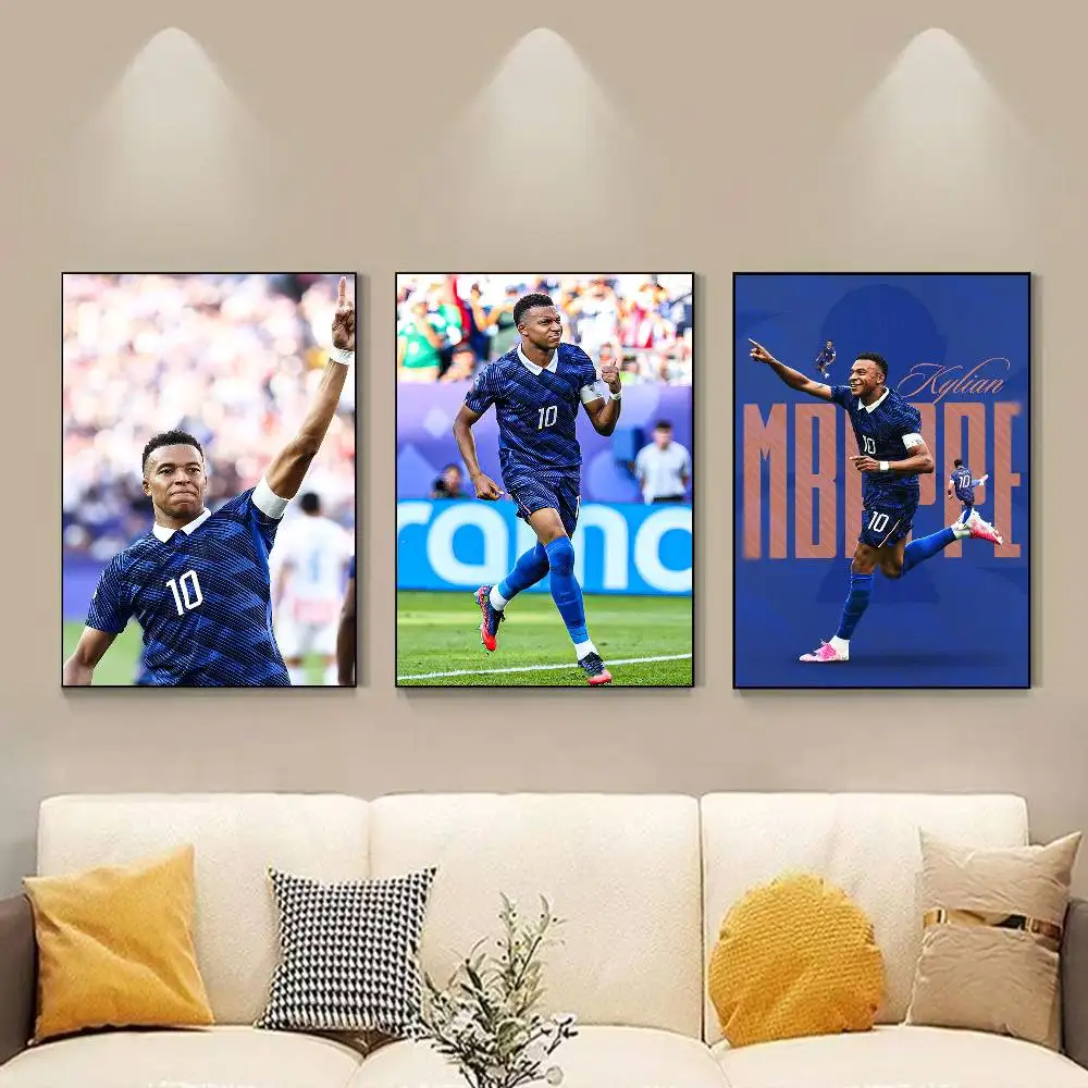 football M-Mbappe 10 Poster HD Self Adhesive Waterproof Wall Art Ideal for Home Office Dorm Gift