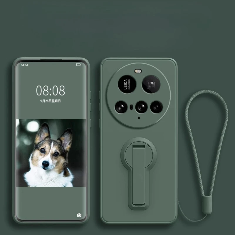 Flüssige Silikon Lanyard Telefon Fall Für Xiaomi 15 14 14T 13 Ultra 12S 12X 12T 11T Pro Lite Weiche Stoßfest Stand Zurück Abdeckung