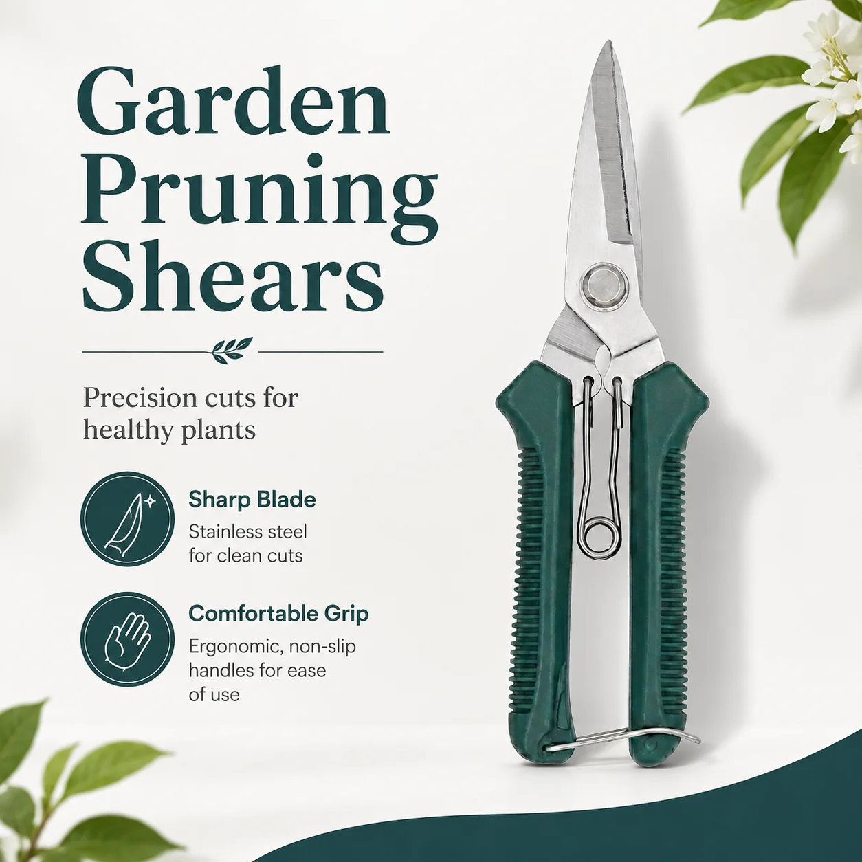 2PCS Garden Pruning Shears Set 190mm Straight Blade Plant Trimmer Red Green Stainless Steel Cutter for Bonsai Flowers Home Use