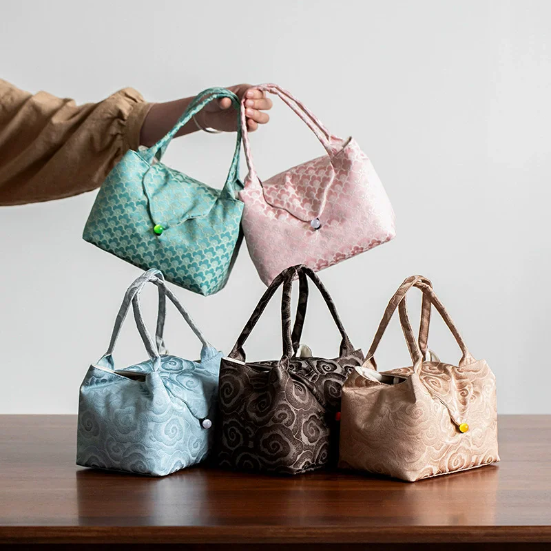 

Travel Storage Pouch, Portable Cloth Bag for Tea Set Makeup Toiletries, Lightweight Small Canvas Organizer for Suitcase Handbag