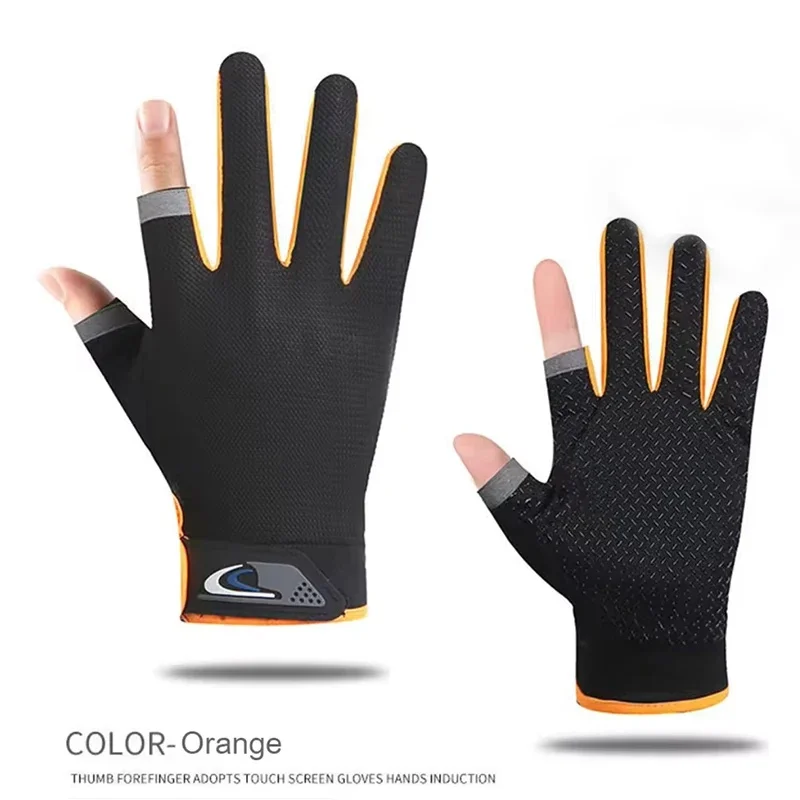 Summer Fishing Gloves for Men Women, 2-Finger Cut Touchscreen, Anti-Slip Breathable UV Protection for Cycling Gym Outdoor