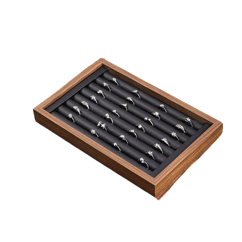 

12/24 Grids Wooden Jewelry Tray Simple Large Capacity Jewelry Organizer Velvet Necklaces Jewelry Display Holder Jewelry Seller