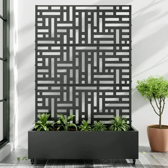 Carbon Steel  Cut Planter Privacy Screen Decorative Outdoor Garden Partition Flower Box Screen