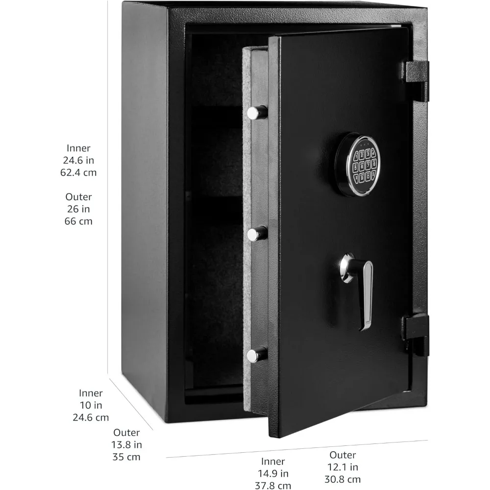 Fire Resistant Security Safe with Programmable Electronic Keypad, Secure Valuables and Important Documents, 16.93"W x 13.8"D x