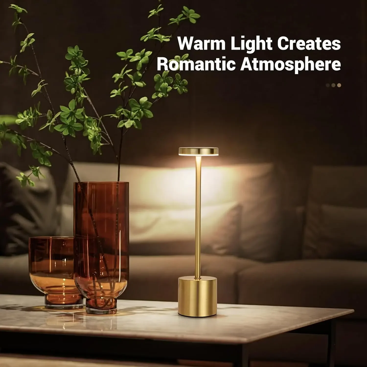 Simple LED Rechargeable Touch Metal Table Lamp Three Colors Bedside Creative Ambient Light Bar Outdoor Decoration Night Light