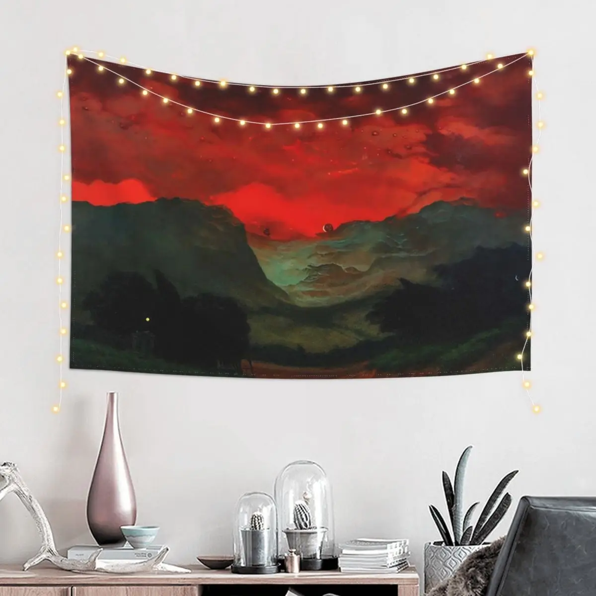 Untitled (Red Sky) by Zdzislaw Beksinski Tapestry Outdoor Decor On The Wall Aesthetic Room Decor Korean Room Decorator Tapestry