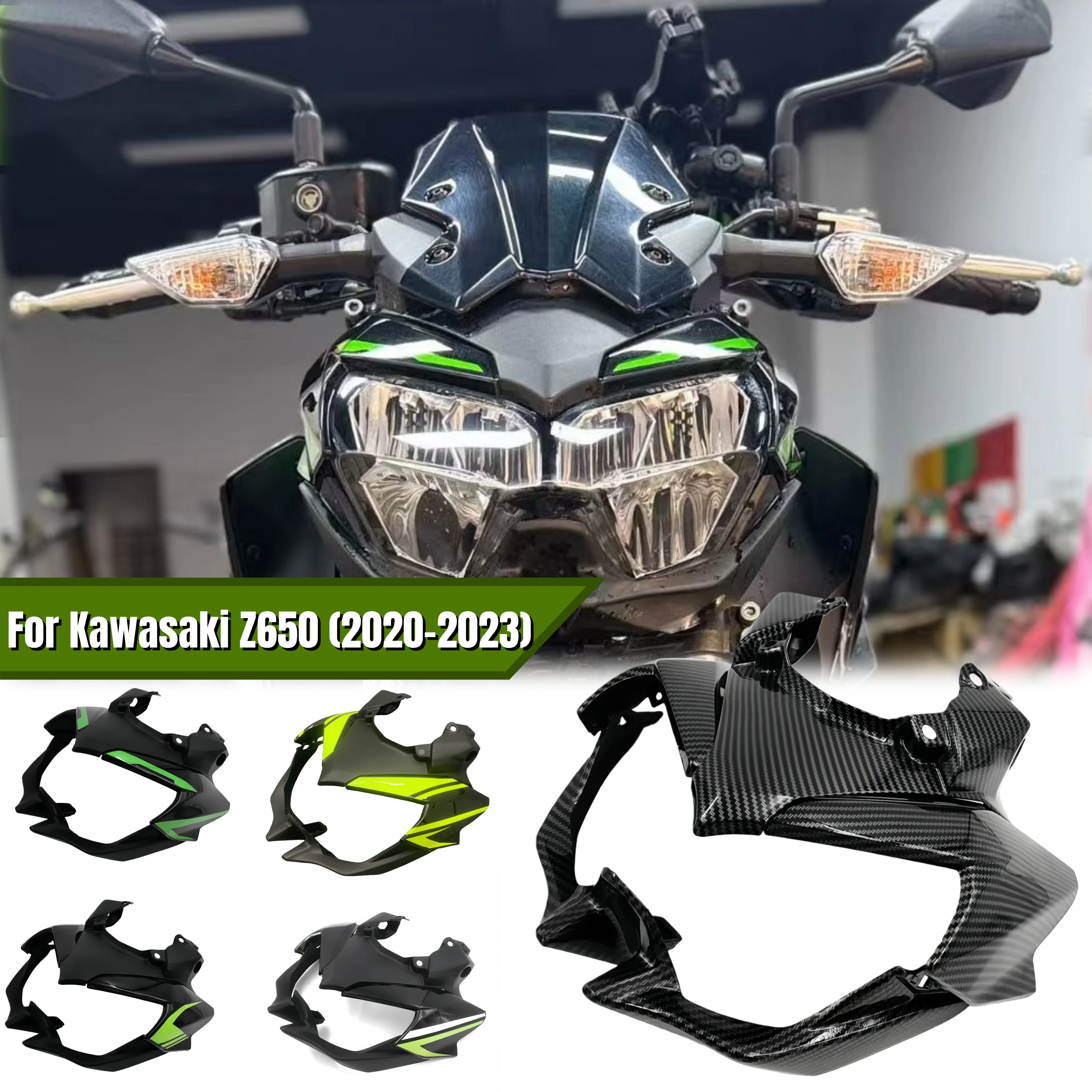 

Для Kawasaki Z650 2020 2021 2022 2023 мотоциклетный обтекатель передней фары, кронштейн указателя поворота, нижняя губа, носовая панель, комплект кузова из АБС-пластика