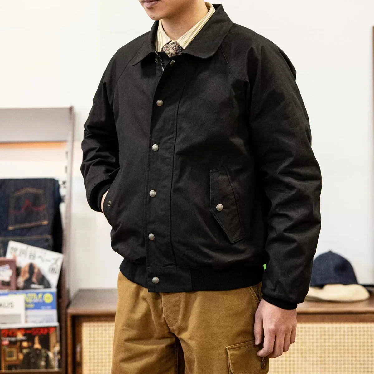 الأحمر تورنادو الرجعية بدوره إلى أسفل طوق سترة ربيع الخريف الرجال ملابس خارجية غير رسمية سترة واقية HLD-0002 #3