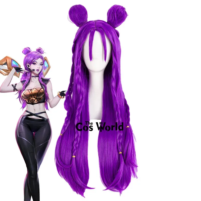 Zizi 2025 LOL KDA Group Kaisa 100 سنتيمتر ألعاب مستقيمة طويلة هالوين تأثيري الباروكات الشعر الاصطناعية + غطاء شعر مستعار