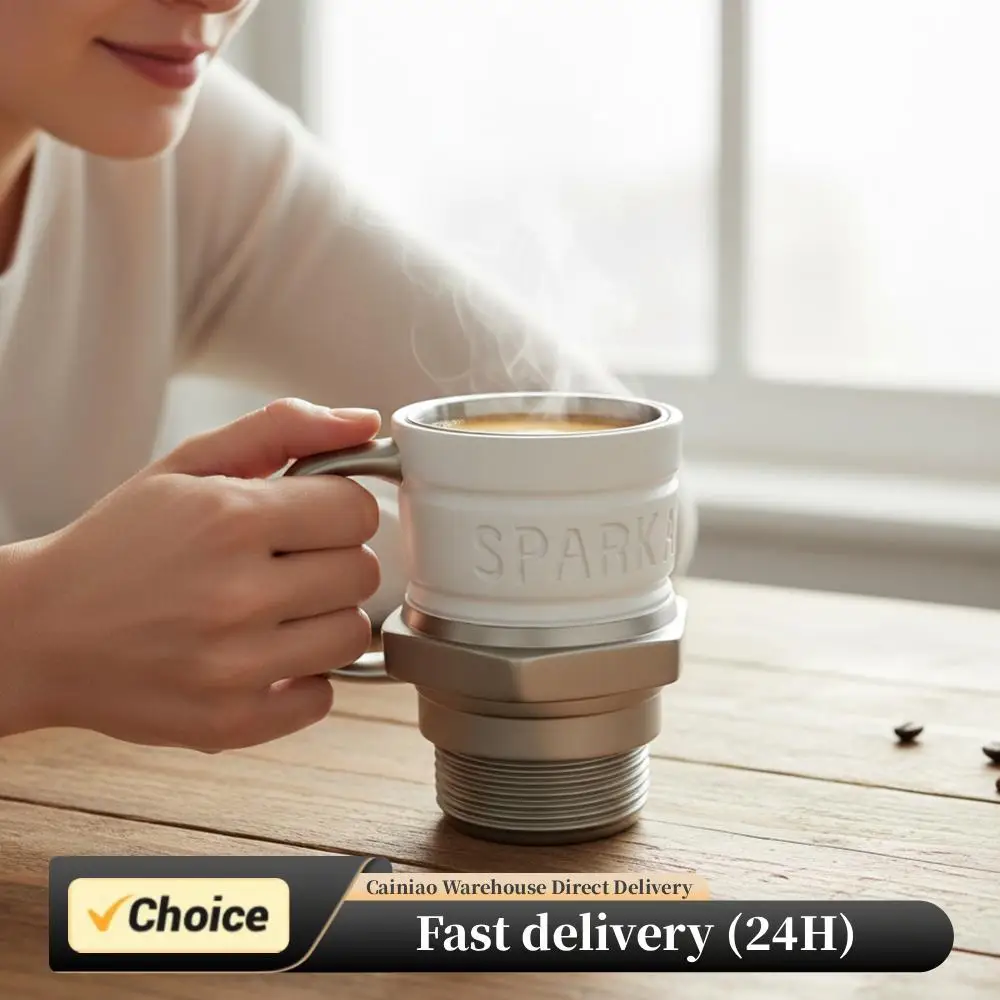 

Spark Plug Mug Industrial Coffee Cup Mechanics & Gearheads Plain Coffee Mugs Engine Design Metal Coffee Cups for Car Enthusiasts