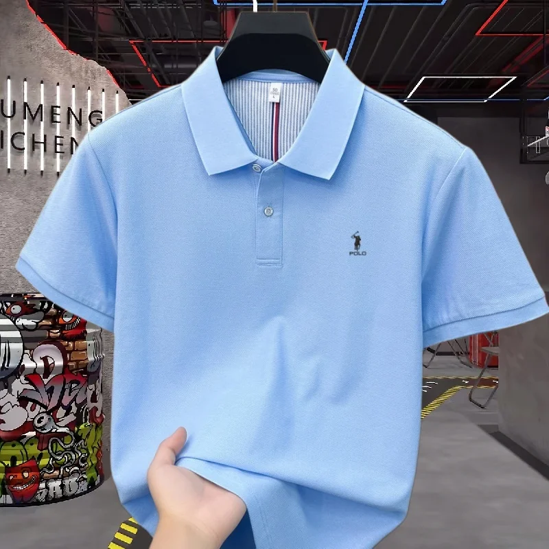 100% pure cotton high-end brand men's short sleeve polo shirt summer fashion luxury pony embroidery golf Paul top casual T-shirt