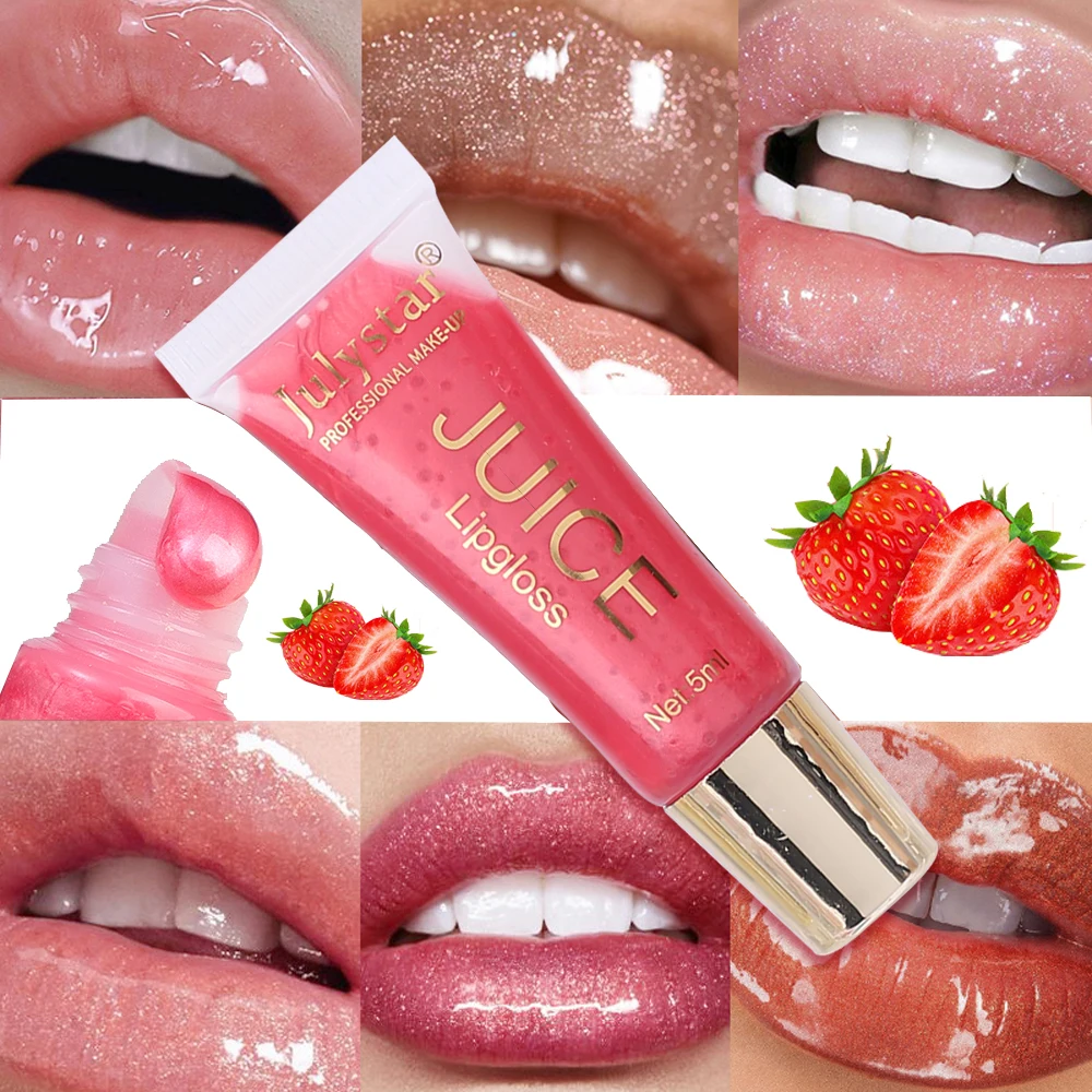 Sabor de fruta Lip Oil, Tubo macio, Espelho Lipgloss, Hidratante, Transparente, Glitter, Batom líquido nutritivo, Cosméticos, Maquiagem