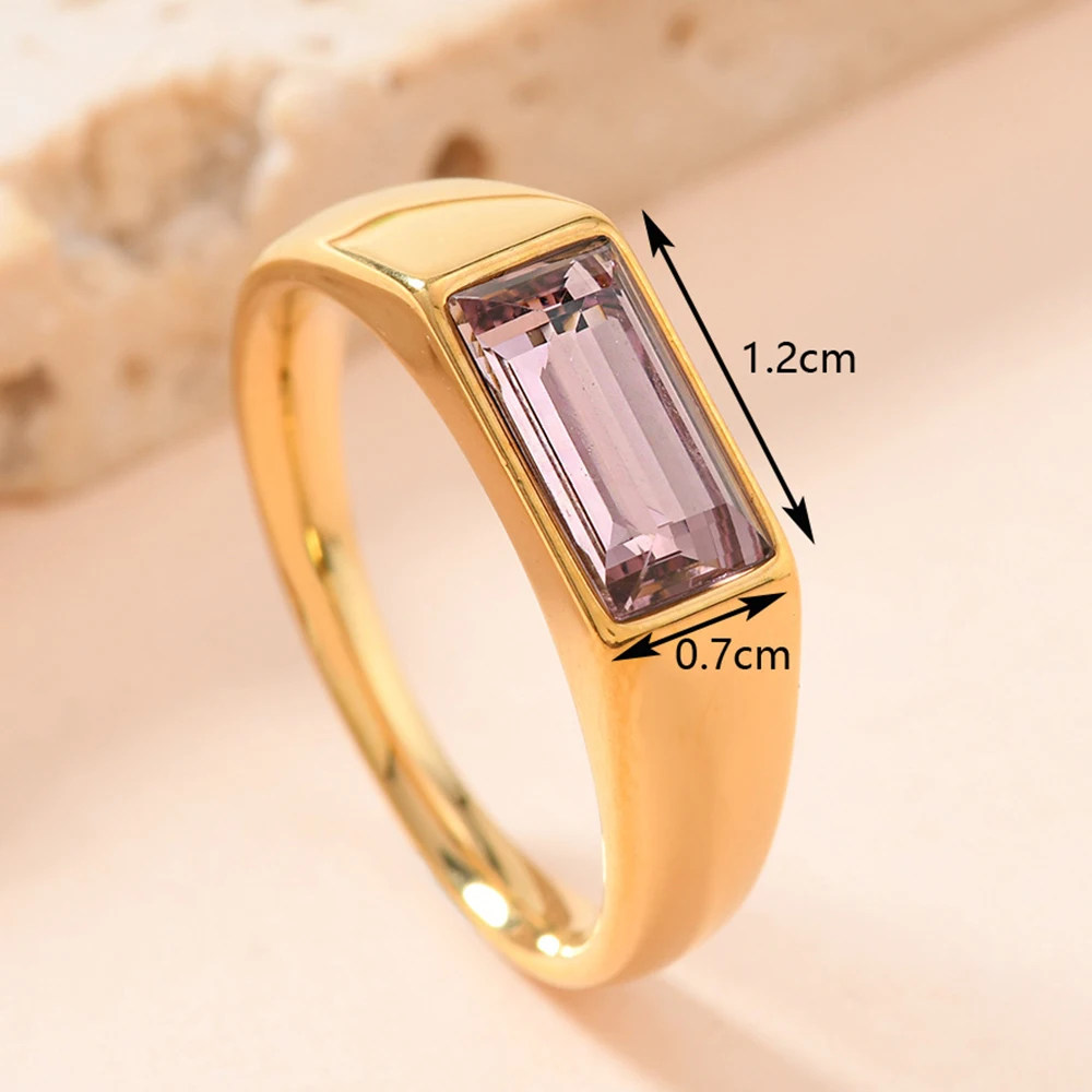 Eleganti anelli con sigillo nuziale in acciaio inossidabile con zirconi cubici lucidi per uomo, gioielli in metallo con pietra CZ quadrata, regalo da indossare ogni giorno